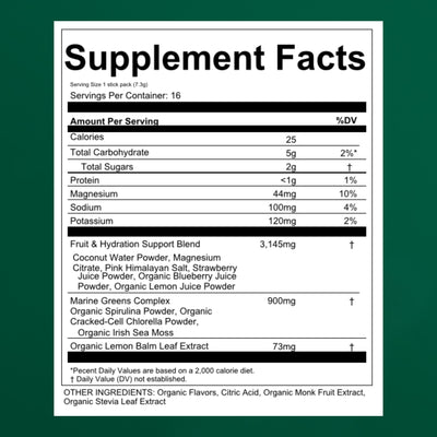 Berry Marine Greens + Hydration Pouch  supplement facts