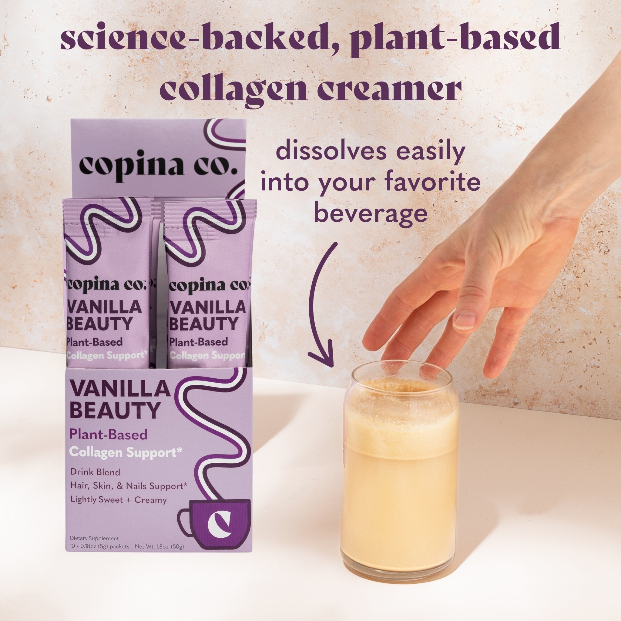 Vanilla Beauty Collagen Support Creamer Blend Stick Packs
